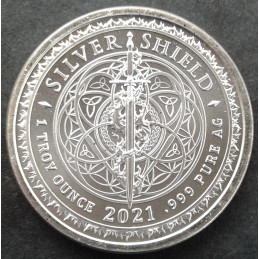 2021 1 Oz AOCS Silver Bullet Silver Shield INRI Reverse