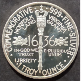 1 Oz NWTM Norfolk Bicentennial Half Replica Reverse