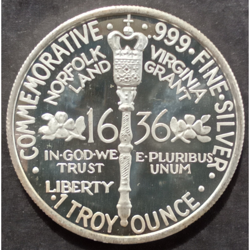 1 Oz NWTM Norfolk Bicentennial Half Replica Reverse