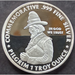 1 Oz NWTM Pilgrim Tercentenary Half Replica Obverse