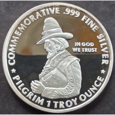 1 Oz NWTM Pilgrim Tercentenary Half Replica Obverse
