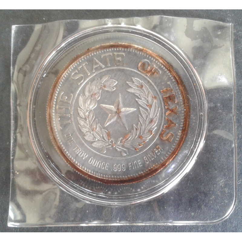 1991 1 Oz California Crown Mint Texas Silver Reverse