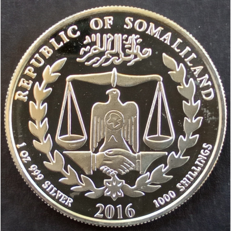 2016 1 Oz Somaliland Lunar Monkey Reverse