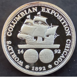 1 Oz NWTM Columbian Exposition Half Replica Reverse