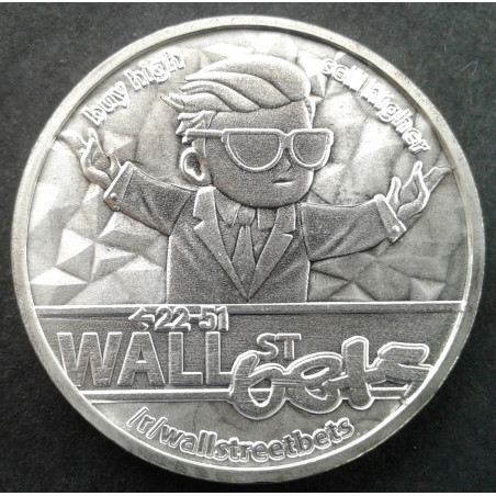 2021 1 Oz Blockchain Mint Wall Street Bets Obverse