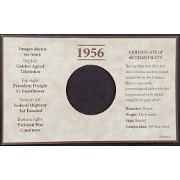 1 Oz Danbury Mint Celebrate the Year 1956 Card Back