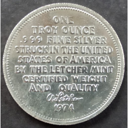 1974 1 Oz Letcher Mint Eagle Reverse