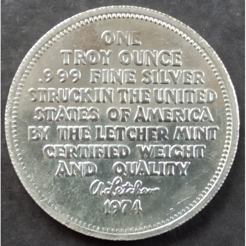 1974 1 Oz Letcher Mint Eagle Reverse