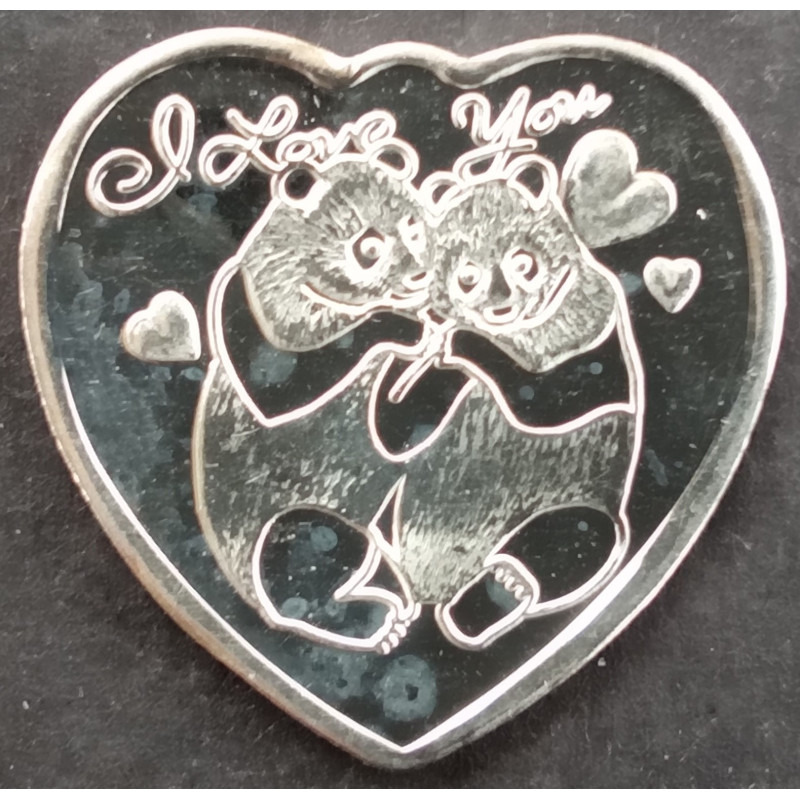 1/4 Oz Panda Heart Shaped Round Obverse