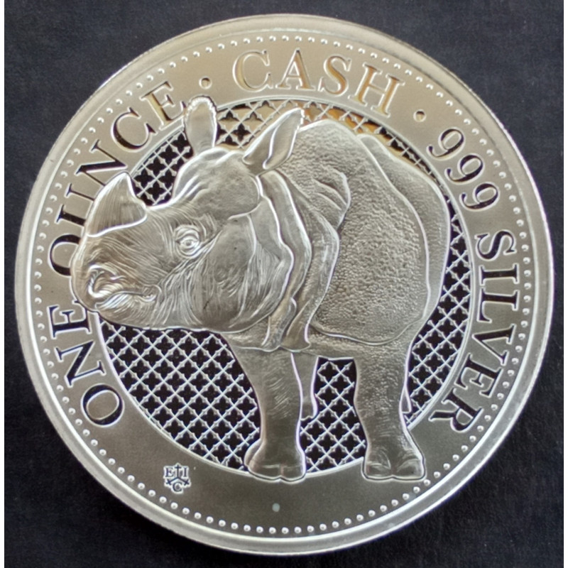 2022 1 Oz St. Helena Cash Wildlife Rhino Reverse