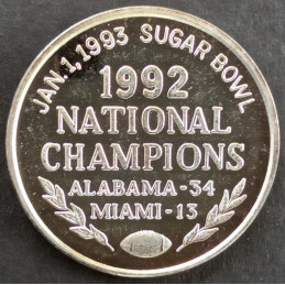 1993 1 Oz Alabama National Champions Reverse