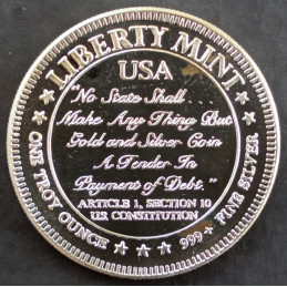 1986 1 Oz Liberty Mint Liberty Bell Reverse