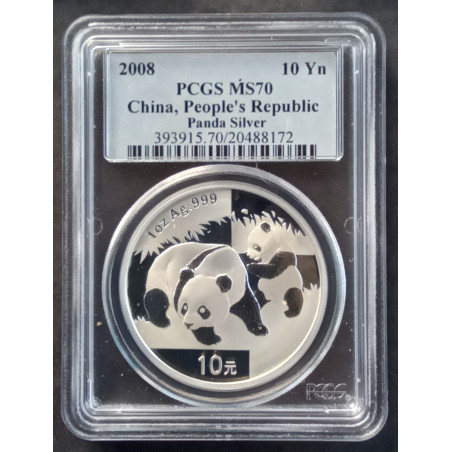 2008 1 Oz Chinese Panda MS70 Reverse