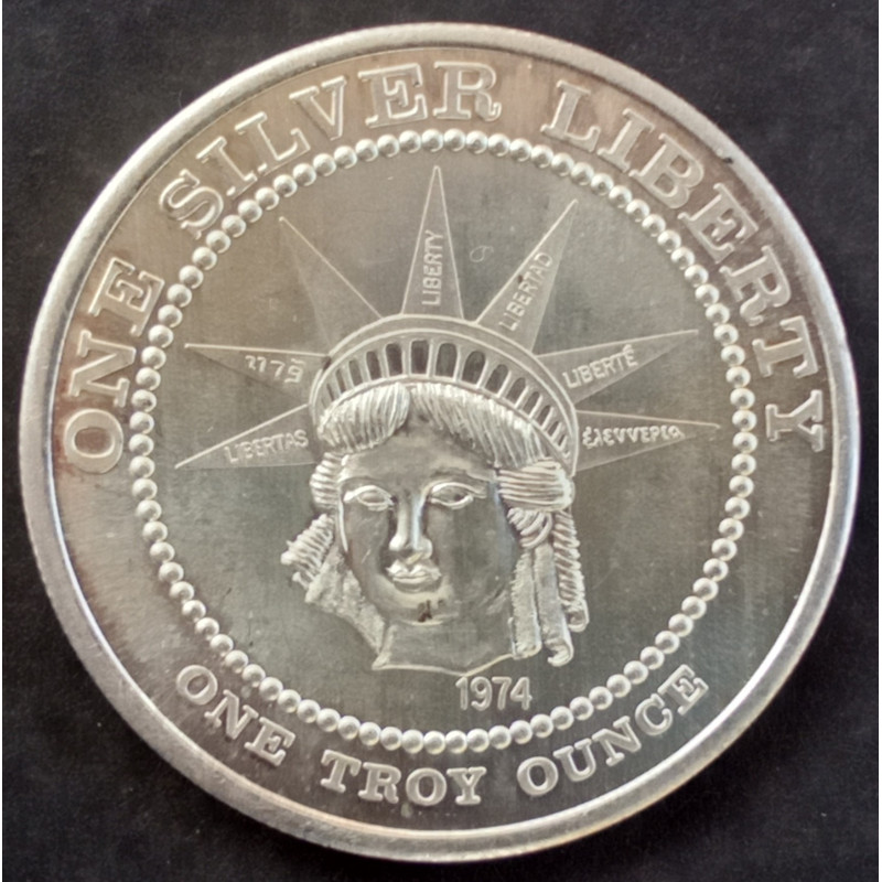 1974 1 Oz One Silver Liberty Obverse