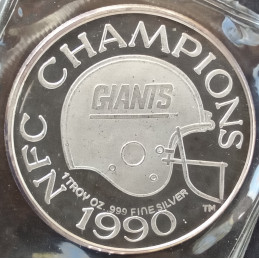 1990 1 Oz Enviromint Giants NFC Champions Reverse