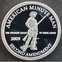 2009 1 Oz AOCS 2ndAmendmentSilver Minute Man Obverse