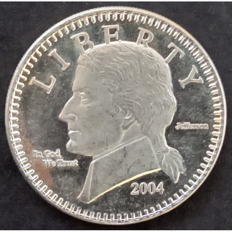 2004 1 Oz Jefferson Freedom Dollar Obverse