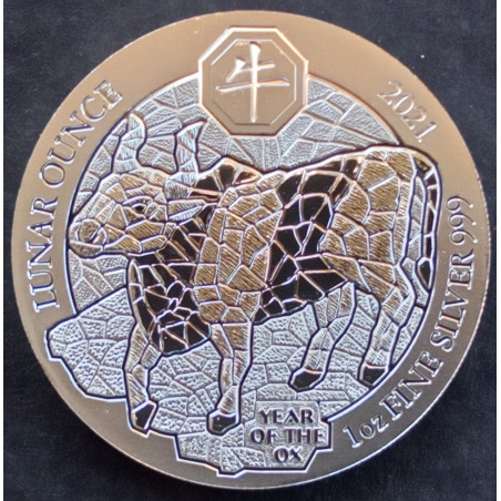 2021 1 Oz Rwanda Lunar Ox Reverse
