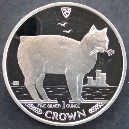 1988 1 Oz Isle of Man Manx Cat Reverse