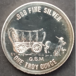 1 Oz Golden State Mint Prospector Stagecoach Reverse