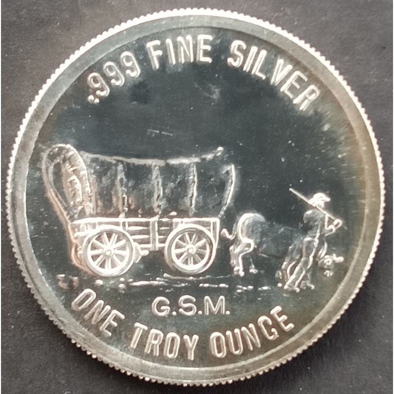 1 Oz Golden State Mint Prospector Stagecoach Reverse