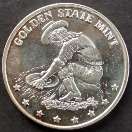 1 Oz Golden State Mint Prospector Stagecoach Obverse
