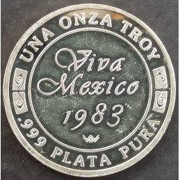 1983 1 Oz World Wide Mint Viva Mexico Winged Victory Reverse