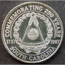 1987 1 Oz  Masonic Lodge SC 250th Anniversary Obverse