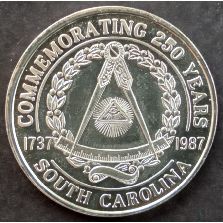 1987 1 Oz  Masonic Lodge SC 250th Anniversary Obverse
