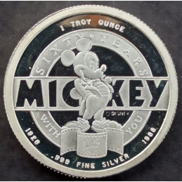 1988 1 Oz Rarities Mint Mickey Mouse 60th Anniversary Reverse