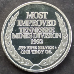 1992 1 Oz ASARCO Tennessee Mines Reverse