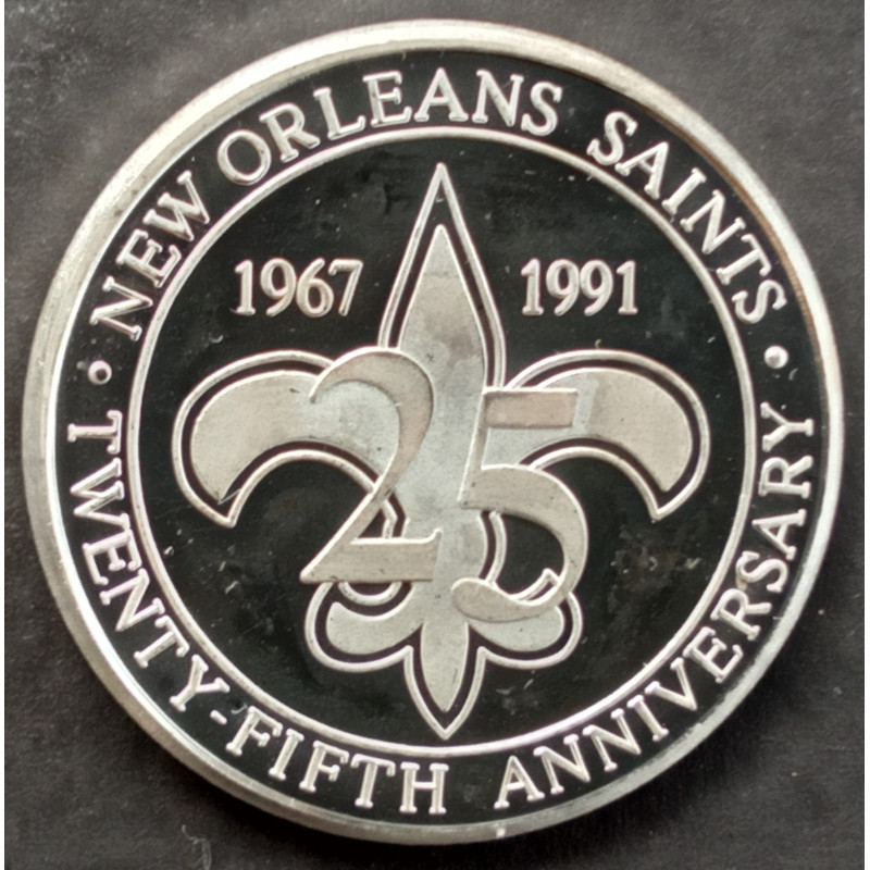 1991 1 Oz Enviromint New Orleans Saints 25th Anniversary Obverse