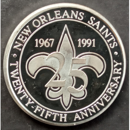 1991 1 Oz Enviromint New Orleans Saints 25th Anniversary Obverse
