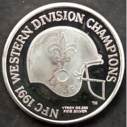 1991 1 Oz Enviromint New Orleans Saints 25th Anniversary Reverse
