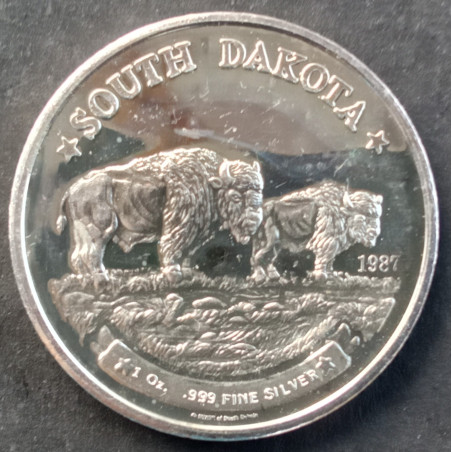 1987 1 Oz Tri State Refining South Dakota Centennial Obverse