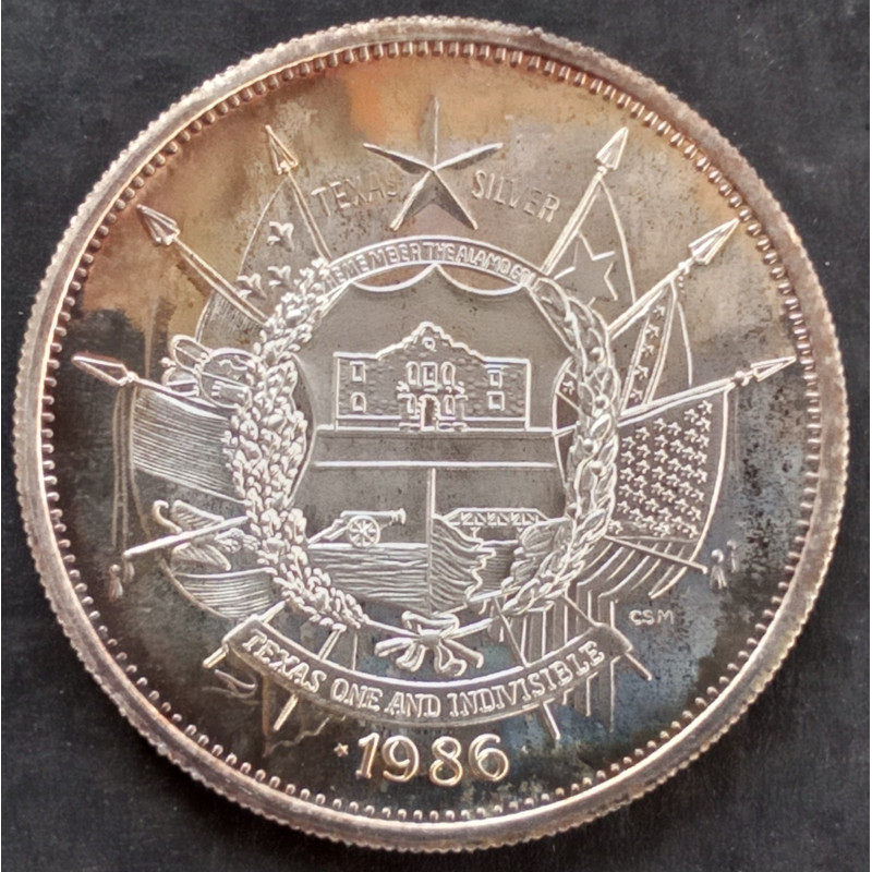 1986 1 Oz California Crown Mint Texas Reverse
