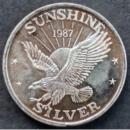 1987 1 Oz Sunshine Mint Silver Eagle Obverse