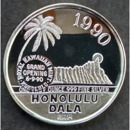 1990 1 Oz Royal Hawaiian Mint Honolulu Dala Counterstrike Reverse