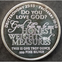 1 Oz Honest Weights Leviticus 19 Obverse