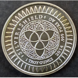 2014 1 Oz AOCS Silver Bullet Silver Shield Never Trust Government Reverse