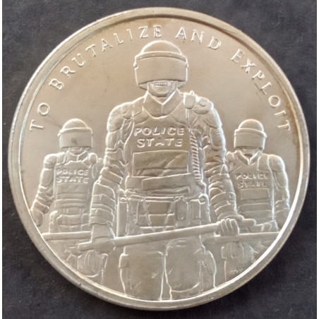 2015 1 Oz AOCS Silver Bullet Silver Shield Police State Obverse
