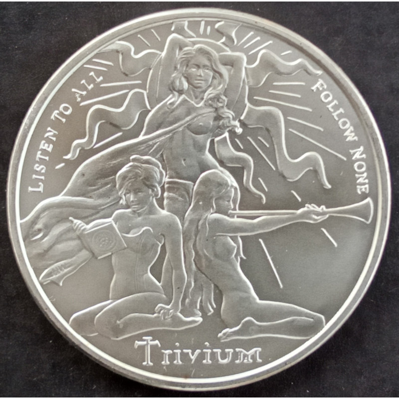 2016 1 Oz AOCS Silver Bullet Silver Shield Trivium Obverse
