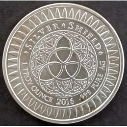 2016 1 Oz AOCS Silver Bullet Silver Shield Trivium Reverse