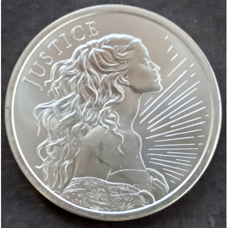 2022 1 Oz AOCS Silver Shield Justice Obverse
