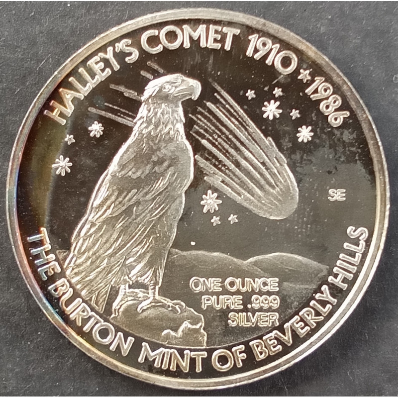 1986 1 Oz Burton Mint Halley's Comet Reverse