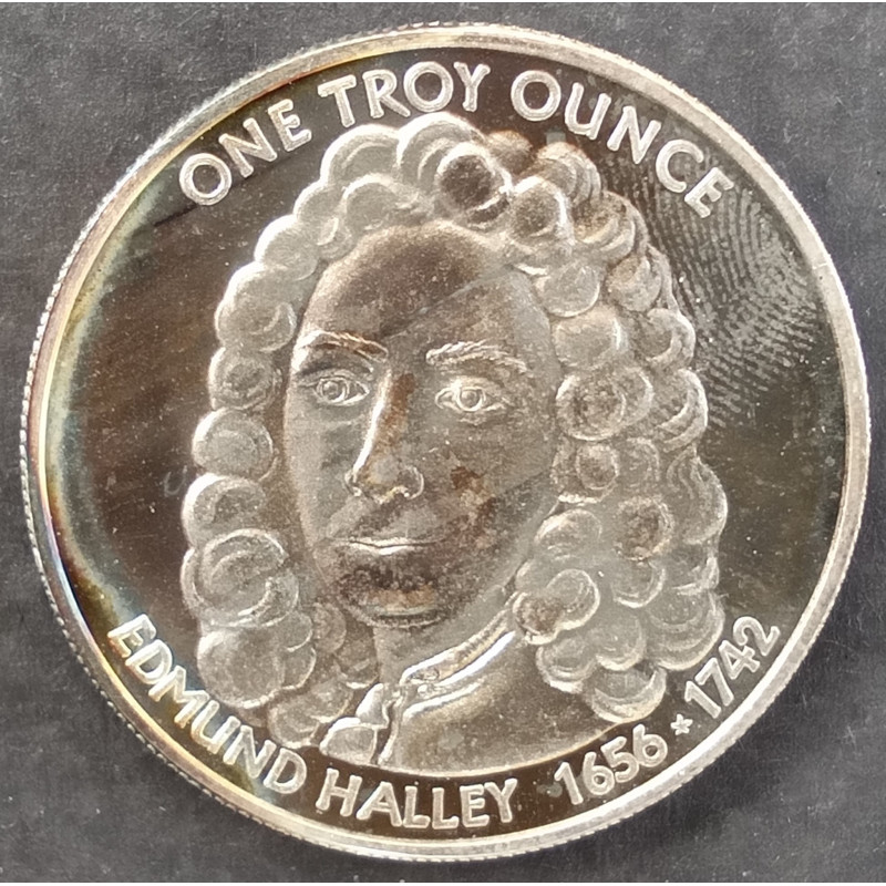 1986 1 Oz Burton Mint Halley's Comet Silver Round