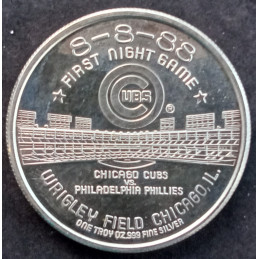 1988 1 Oz Enviromint Chicago Cubs Night Game Reverse