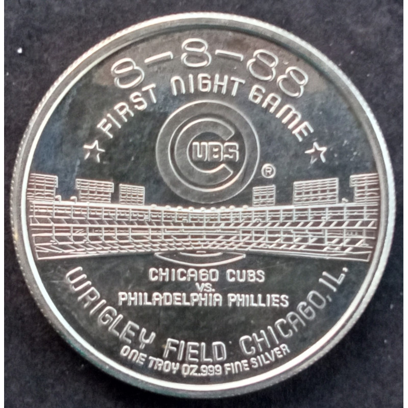 1988 1 Oz Enviromint Chicago Cubs Night Game Reverse