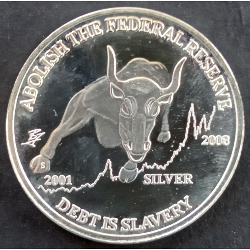 2009 1 Oz GoldIsMoney Silver Bull Obverse