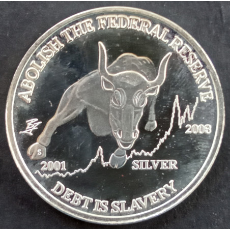 2009 1 Oz GoldIsMoney Silver Bull Obverse